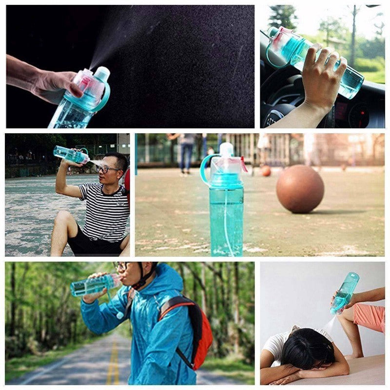 400ml 600ml Drink Water Bottle Outdoor Sports Hiking Camping Cycling Mist Spray Bottle Sport Water Bottle BPA Free Summer Helper