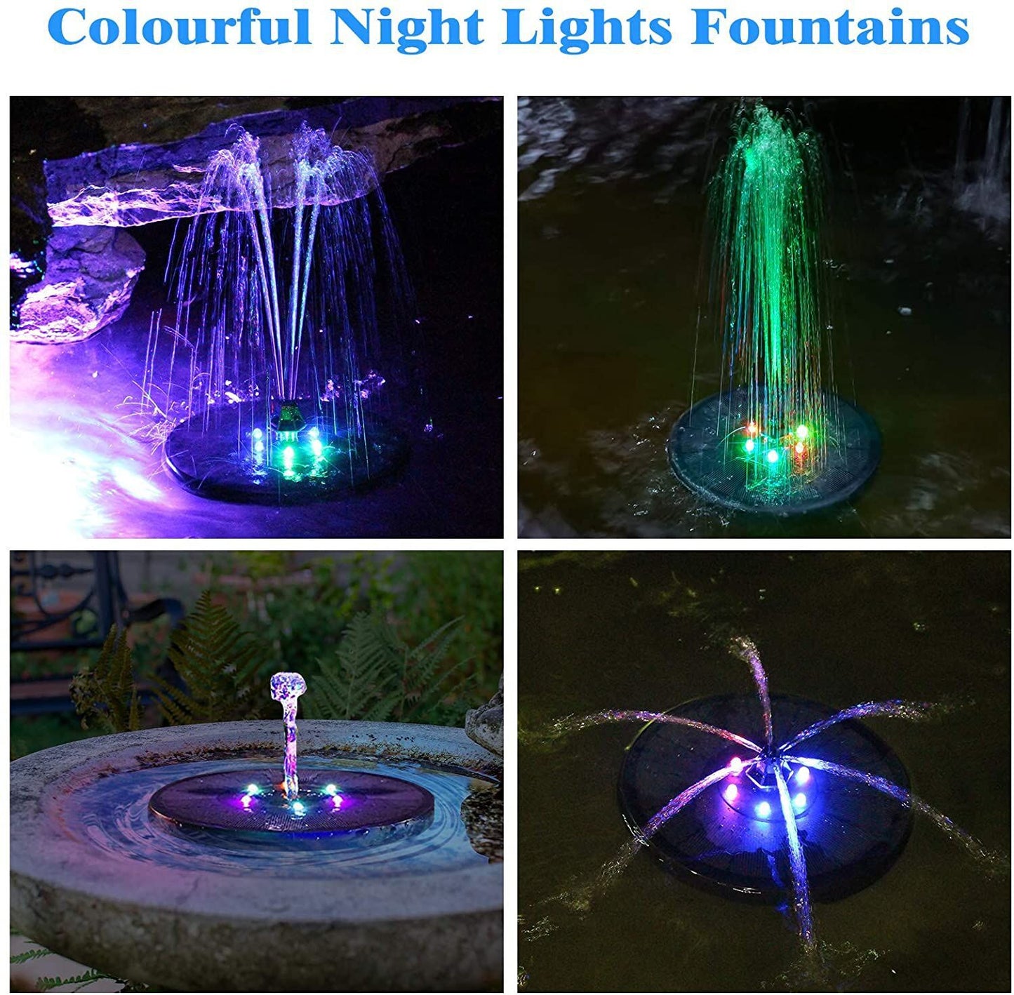 New Fountain With Colorful Lights LED With Lights Color Solar Fountain Colorful Change Automatic Power Storage Fountain