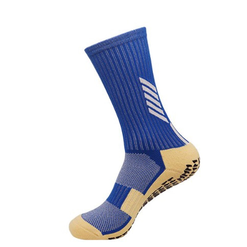 Anti Slip Football Soccer Socks for Men Teenage Kid Boys Sport  Grips Crew Socks Black White Blue High Quality